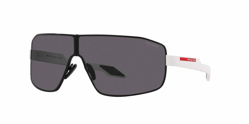 NEW PRADA men's linea rossa ps 54ys shield sunglasses in black - dark grey tunin